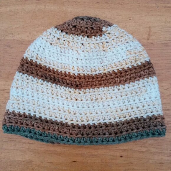 Men's Head Hugger Beanie Hat Handmade Cobblestone Crochet Fishing Outdoors L - Picture 6 of 9